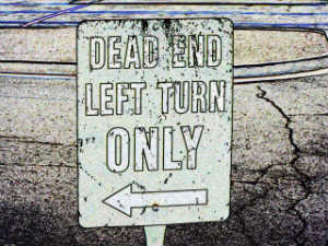 Dead end, left turn only